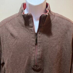 Tommy Bahama Men's brown & orange reversible 1/2 zip golf Sweater XL EUC